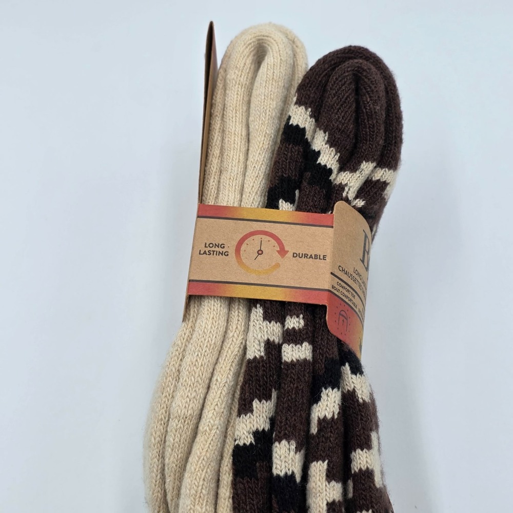 BORN Men Socks Long Lasting Durable WOOL Blend Thermal Full Cushion - Brown - Picture 3 of 4